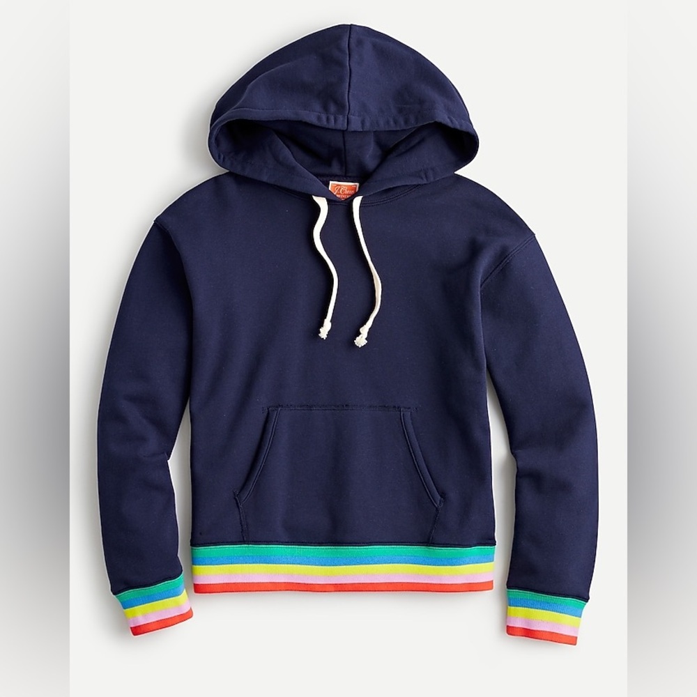 J Crew Striped rib hoodie in original cotton terry
